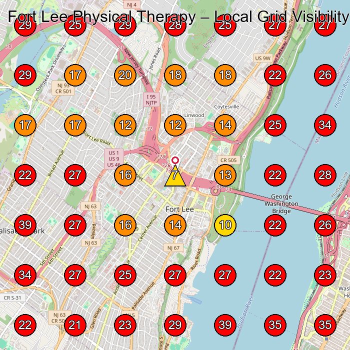 Fort Lee Physical Therapy GeoGrid visibility map for Physical Therapy Clinic in Fort Lee